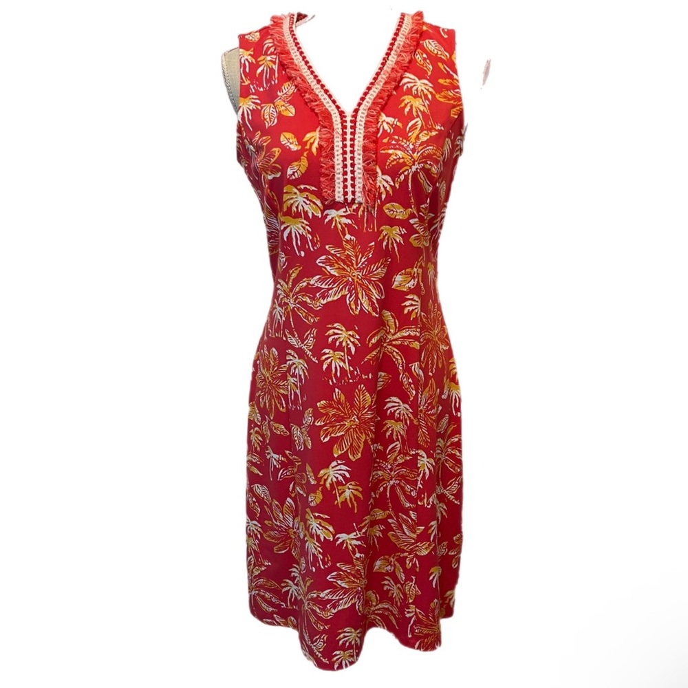NEW J.MCLAUGHLIN BRENT KONA PALM TREE DRESS CATALINA CLOTH